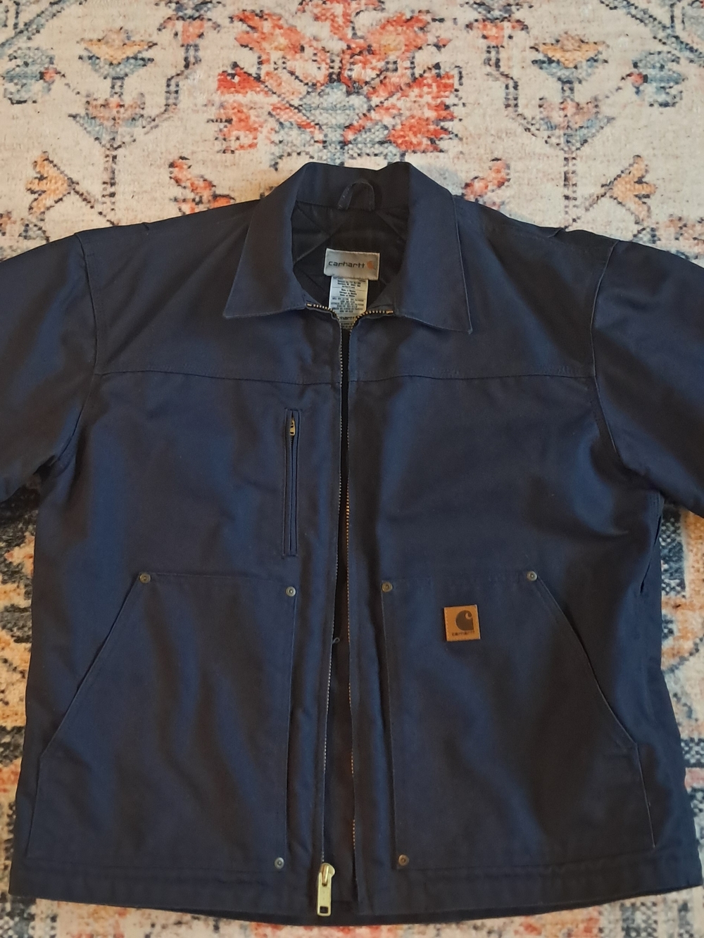 Carhartt Navy Work Jacket 378-20 Classic Zip Front Men's Large